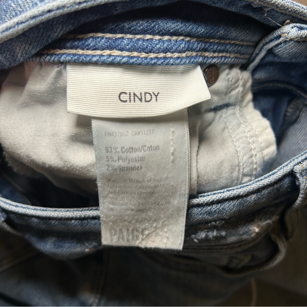 Paige Cindy Outseam Slit Jean in Seaspray Distressed Size 27 - Picture 7 of 16